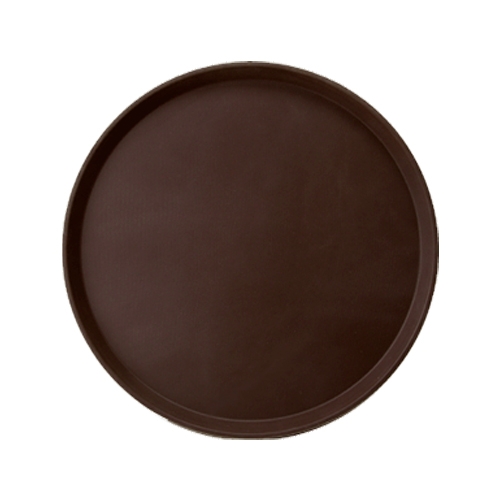 Поднос прорезиненный круглый 400х25 мм, (коричневый) сорт 2